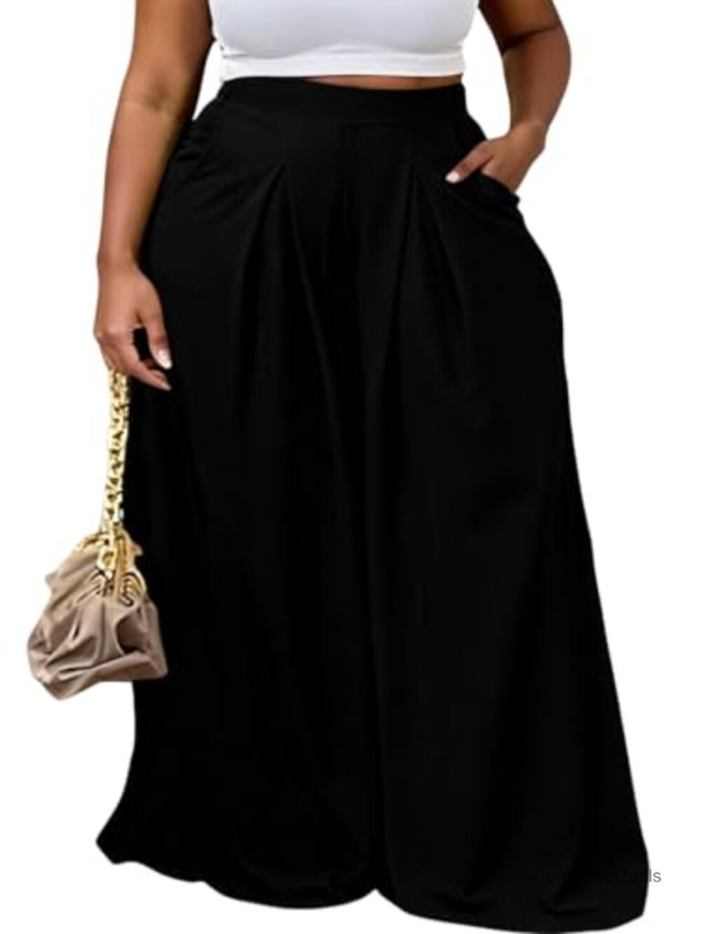 Plus Size High Waisted Wide Leg Palazzo Pants with Pockets Lounge